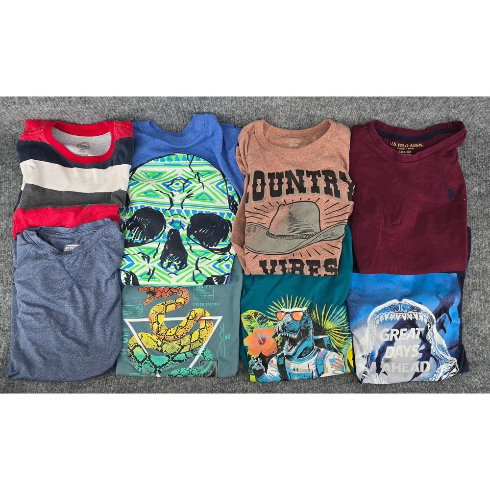 Lot of 8 Boys T-Shirts Sz 10-12 Multicolor Graphic Old Navy Etc. School Play